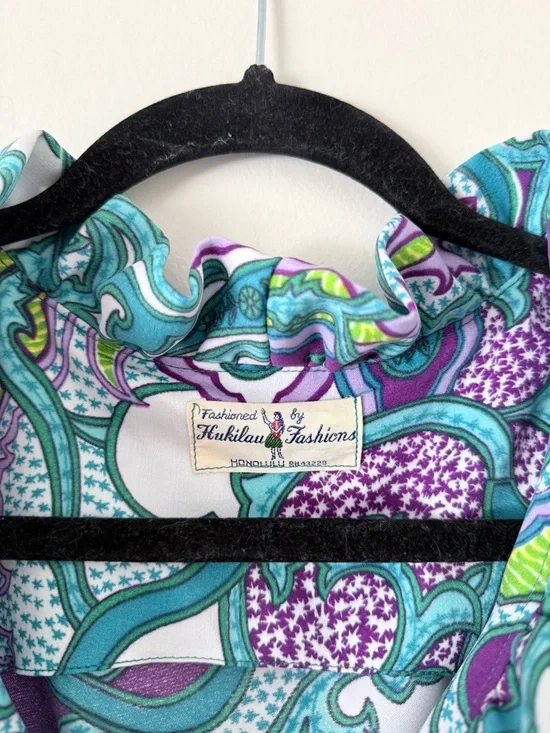 Vintage Hukilau Fashions Authentic Hawaiian Maxi Dress Size M
Teal Purpl Paisley - Picture 2 of 13